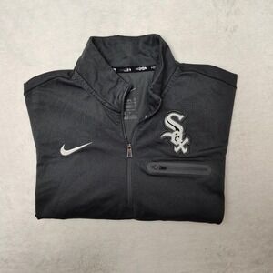 Chicago White Sox Jacket Mens Medium Gray MLB Baseball Nike Quarter Zip Pullover